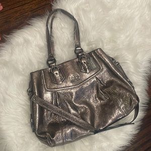 Coach Metallic Pewter Maddison Leather Satchel d1073 15673